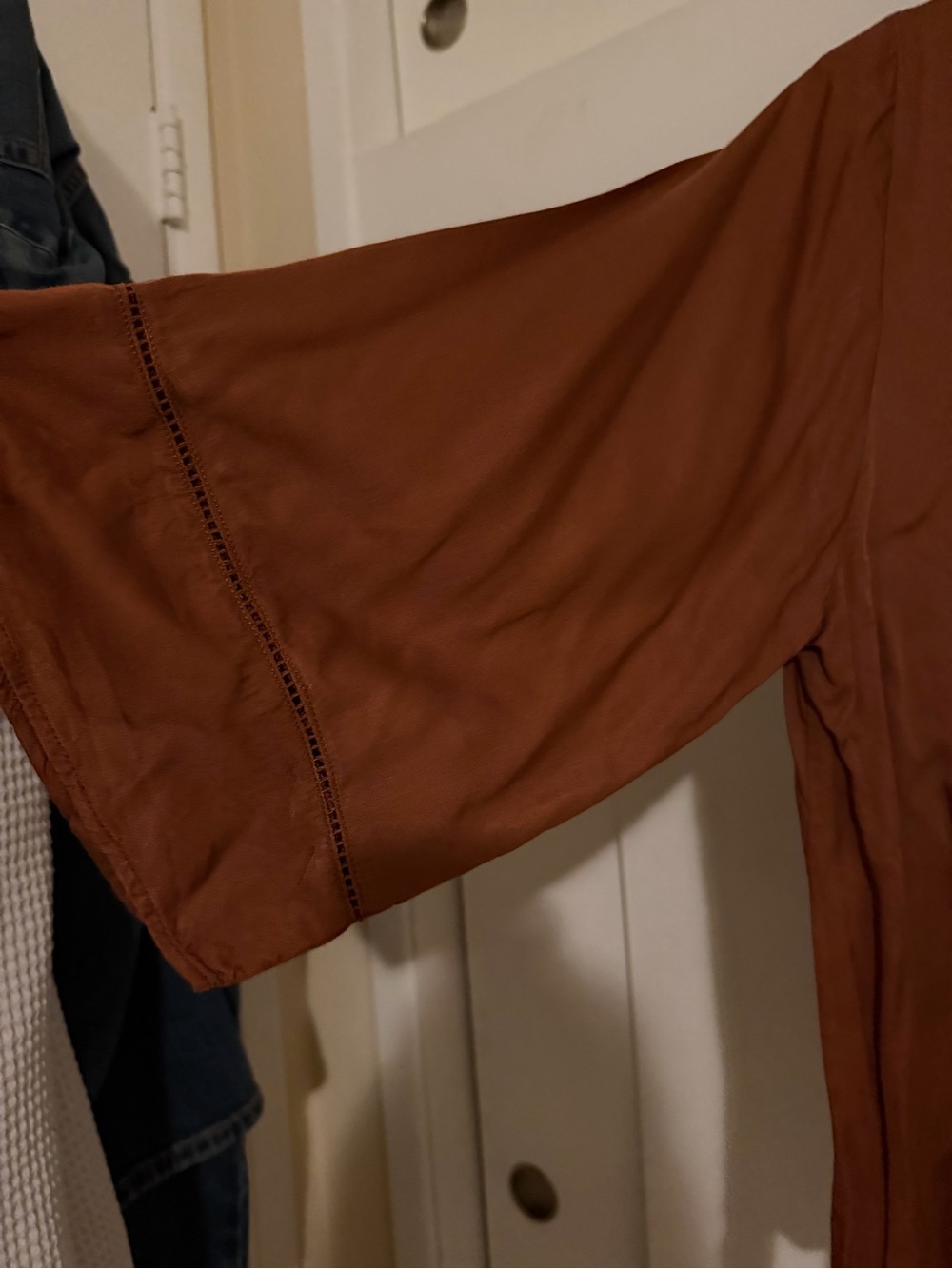 Women's Rust Brown Lightweight Long-Sleeve Top